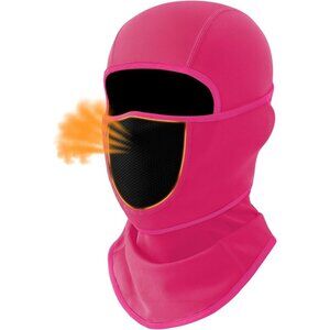 Women's Face Ski Mask with Movable Design Fleece Winter Face Cover Hot Pink
